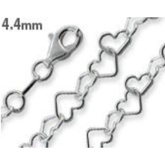 Italian Sterling Silver Heart Link 16” Chain 4.4mm New - Picture 4 of 4